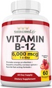 NaturalisimoLife Vitamina B12 6.000 mcg – Dissolver rapidamente morango sabor Nuggets – 60 Nuggets, Não-GMO, Vegan, Gluten Free