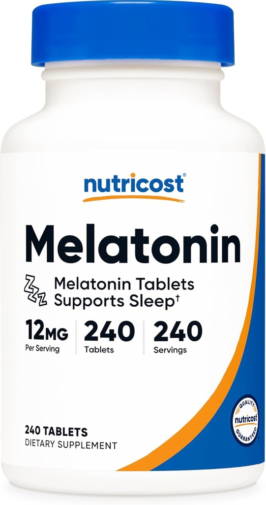 Nutricost Melatonin 12mg, 240 tabletter - 12mg Per Servering, icke-GMO, Gluten Free