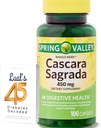 Cascara Sagrada 450mg. Весенняя долина Cascara Sagrada 450mg 100 Count, Whole Herb Cascara Sagrada Digestive Health Dietary Supplement Capsules Bundle with Luall's 45 Diabetes Decoded