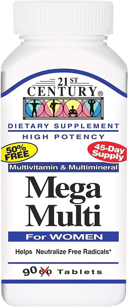 המאה ה-21 Mega Multi for Women - 90 Tablets, Pack of 2