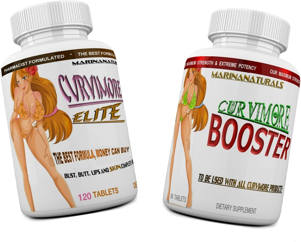 CURVIMORE Elite Full Starter KIT Advanced Breast Enlargement, Butt Enhancement, Bust Enhancement, Booty Enhancement, Lip Plumping & Skin Tightening Pills – Bigger Breasts, Hips & Glutes. 1-Mes
