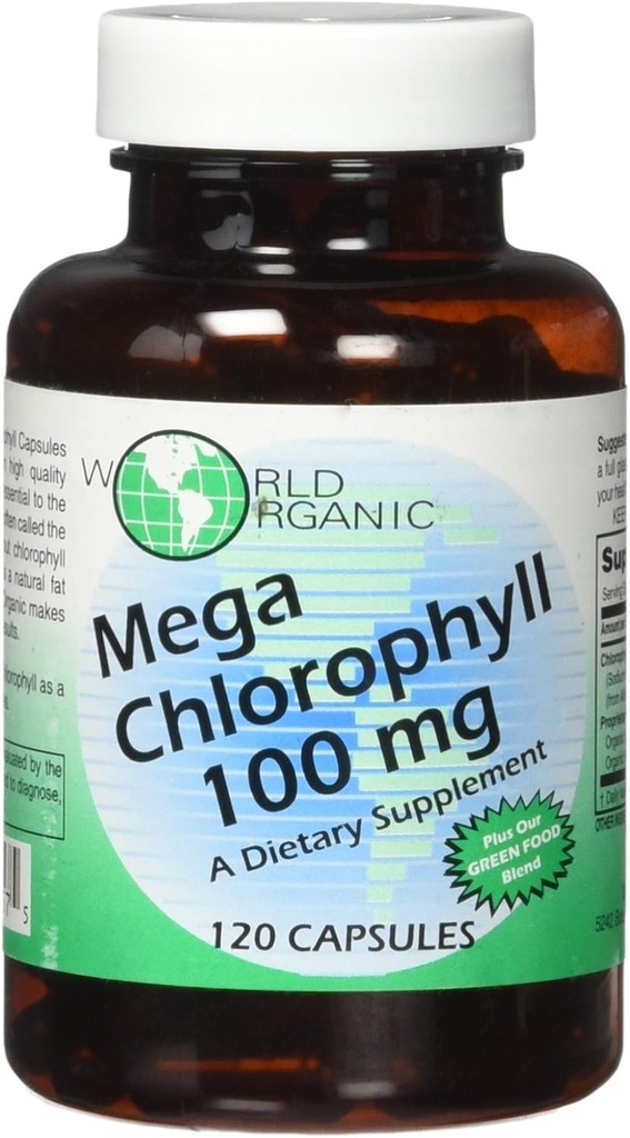 World Organics 100 מ"ג Mega Chlorophyll, 120 Count