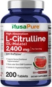 NusaPure L-Citrulline 2, 400mmg 200 taules Vegetarianes (Non-GMO, Guten Free, 100 dies, Bioperina)