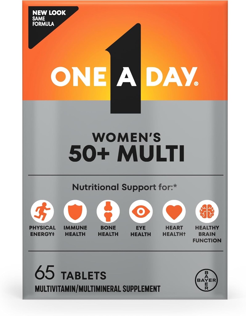 Un dia multivitamin per a dones 50 i sobre les taules, Dones multivitamin 50 més amb vitamines D, C, Zinc i Bintina, Daily Viminas per 50+, 65 Ct