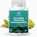 Sea Moss with Spirulina and Ashwagandha Blend Capsules, Mood, Immune Support & Stress Relief, Micro-Ingrediënten & Antioxidanten Bron: Non-GMO, Vegan Superfood Supplement, 90 Tel.