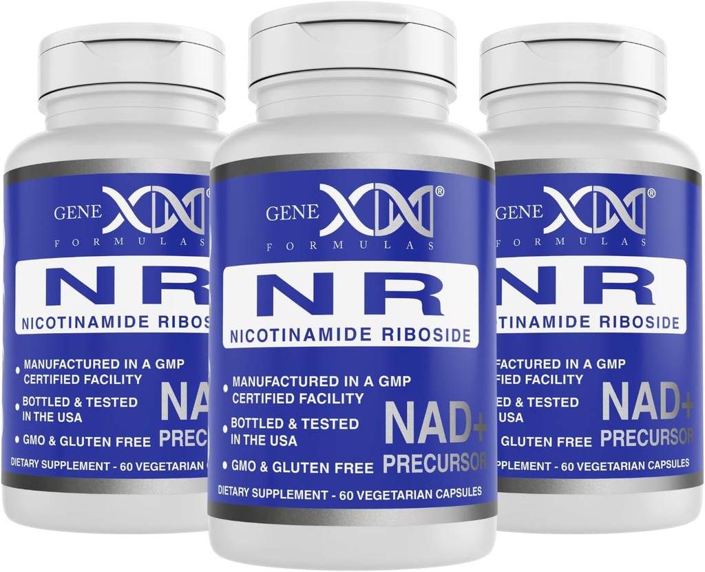 Genex Formulas NR Nicotinamide Riboside 300mg (3 Pack) NAD + Precursor för hälsosam åldrande - GMP-certifierad, icke-GMO, Glutenfri, vegetarisk