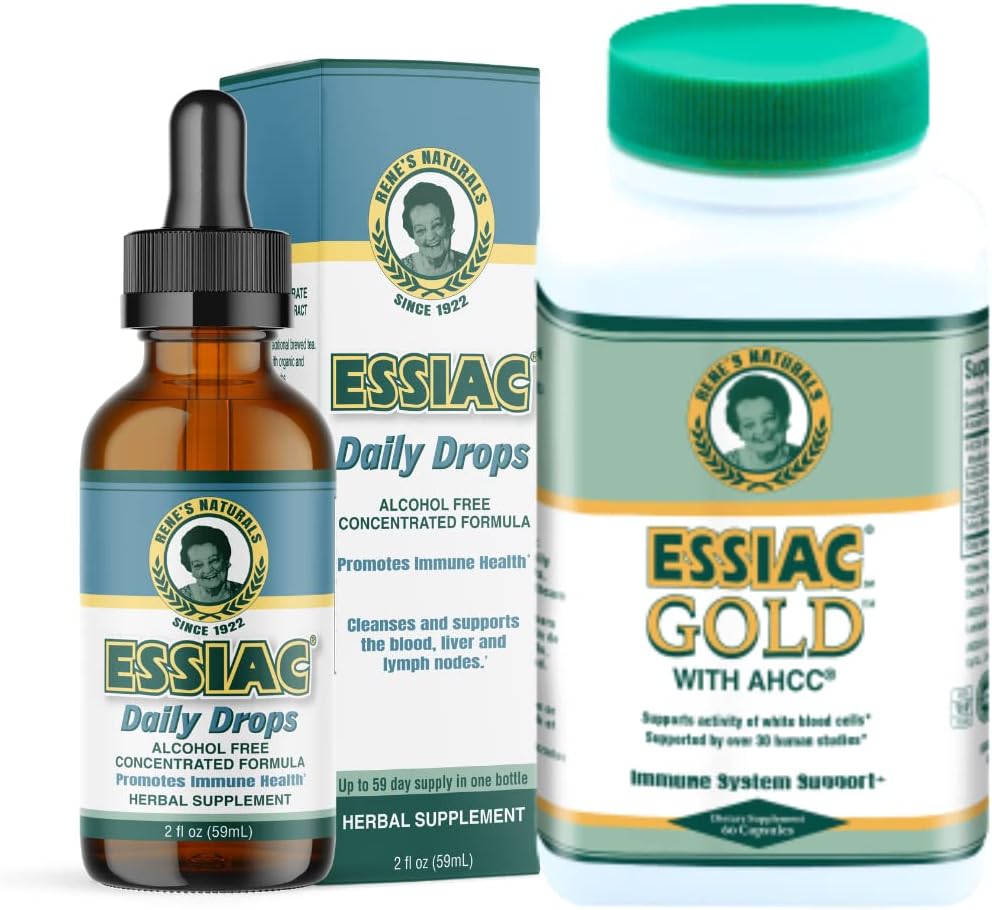 Essiac Power Bundle Tea Daily Drops Gold w /AHCC Mushroom Extract!