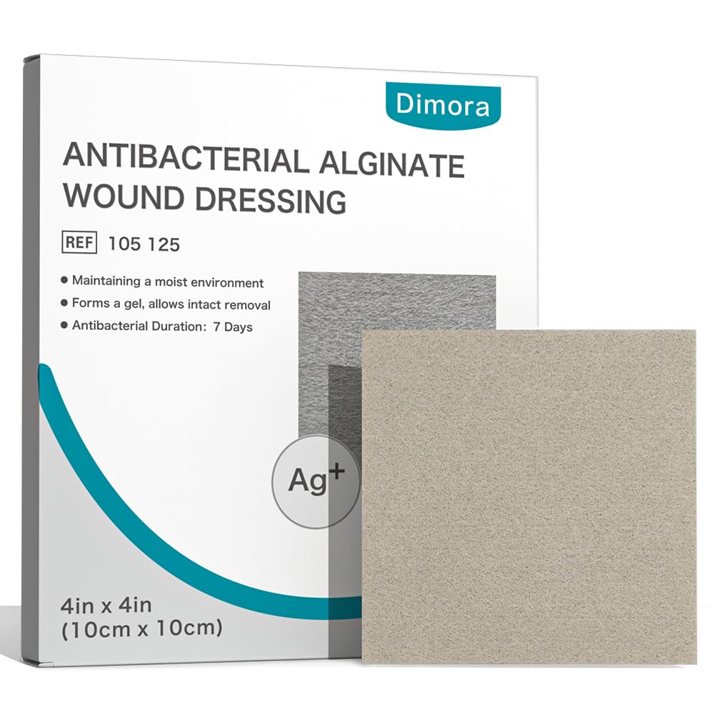 Dimora Upgrade Silver Calcium Alginate Wound Dressing -Silver-Infused Alginate Non Stick Gauze, Highly Absorbent Sterile Bandage Pads,4'' x 4'' Patches 5 Packs