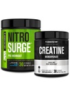 Jacked Factory NITROSURGE Pre Workout Supplement (Blue Raspberry) Creatine Monohydrate Powder 150g for Muscle Growth, Increased Strength, Enhanced Energy