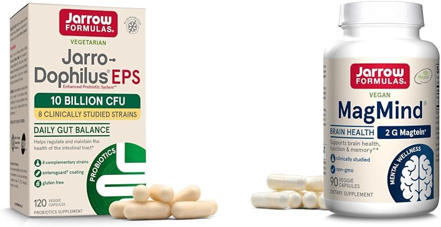 Jarrow Formulas Probiyotiks 10 Milyar CFU və MagMind Brain Health Supplement Paket