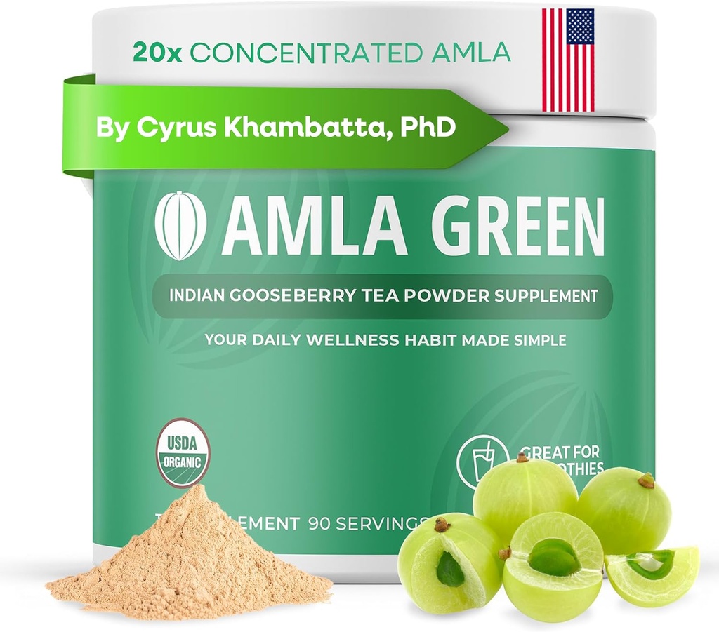Ambla Recember & Green Teal Super Food Supplement, 20x อัลตราซัลซาร์ โฟกัส amla, Atantoxidant สนับสนุน โดยทําร่วมกับ Ooong Tit and India Buries, Octoberic, Ancient, Farvor, 90 การให้บริการ