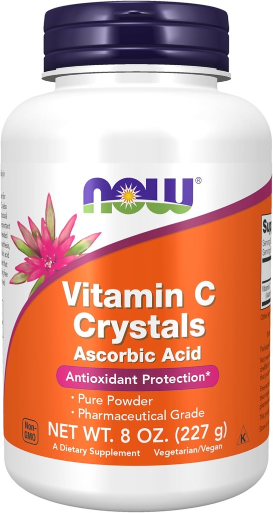 AHORA Suplementos de alimentos, cristales de vitamina C (ácido acúbico) Polvo, protección antioxidante*, 8 onzas