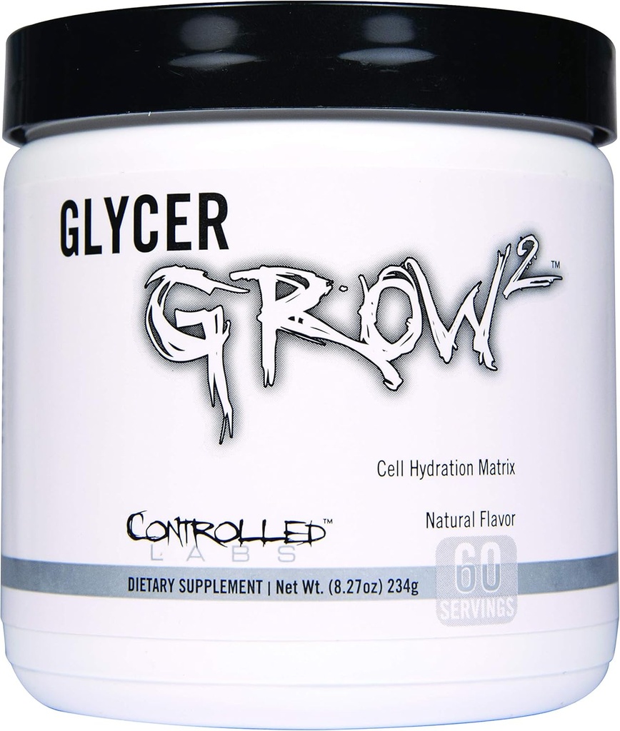 CONTROLED LABS GlycerGrow 2, Aumentar o volume celular e Vascularidade, Ajuda a melhorar a resistência, crescimento e recuperação, Ajuda a manter a intensidade do treino, 60 Servings, Desflavored
