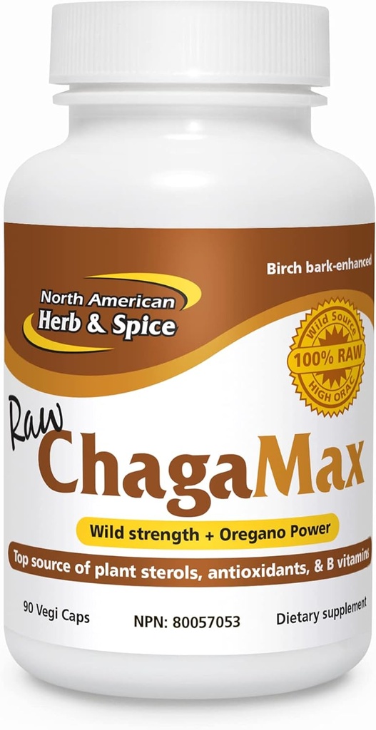 Észak-amerikai Herb & Spice ChagaMax - 90 kapszula - Adaptogen, mellékvese támogatás, Endurance & Stamina - Chaga Wild Gomba kiegészítés, Teljes élelmiszer-növény - Non-GMO - 90 teljes adag
