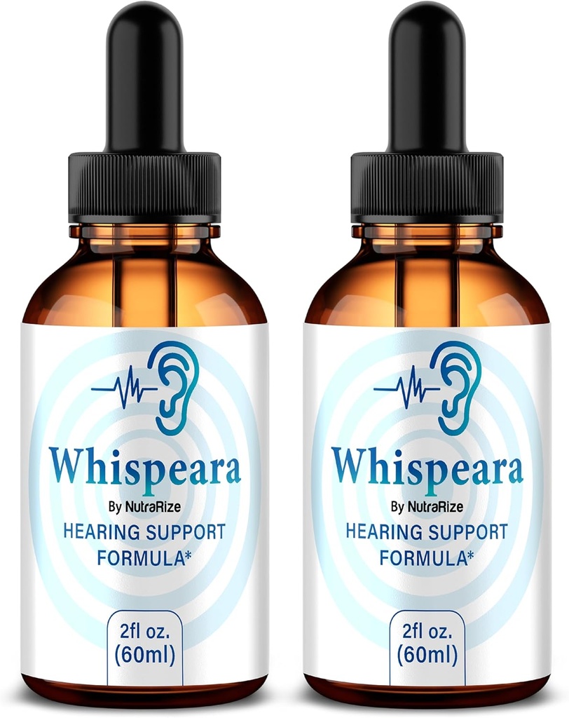 (2 Pack) Whispeara Drops - Oficiální Whispeara na podporu zdravého sluchu, zaměření a výkonu, Všechny přírodní Whispeara Sluch Support Formule, Premium Whispeara Gotas Review (60 Servings)
