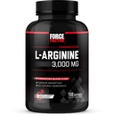Force Factor L-Arginine Nitric Oxide Supplement with BioPerine to Help Build Muscle and Support Stronger Blood Flow, Circulation, Nutrient Delivery, and Pumps, L-Arginine 3000mg, 3g, 150 Capsules