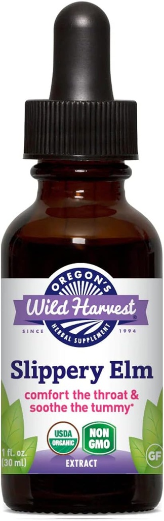 אורגון's Wild Harvest 1:4 Organic Slippery Elm Extract, 1 Fluid Ounce