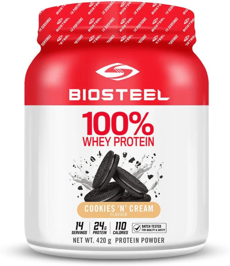 BIOSTEEL 100% Pudră de proteine Whey - cookie-uri & crema, 14 Serviri, 24g Proteina, Proteina Whey pentru sportivi Pro, Sugar gratuit, rBGH gratuit, non-GMO, Recuperare îmbunătățită și musculare de construcție