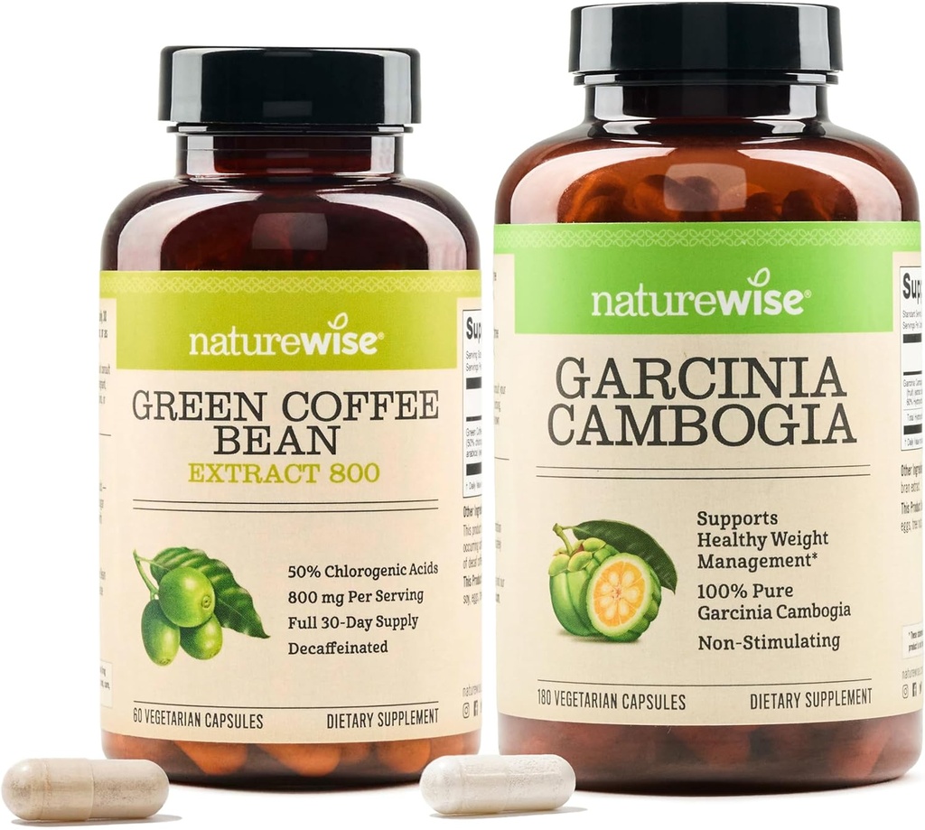 NatureWise Zielona Fasola Kawa 800mg i Garcinia Cambogia 180 Kapsułki Weight Goals Wsparcie