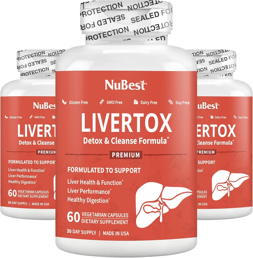 NuBest LiverTox - Premium Liver健康公式 - Liver cleanse, Detox & 维修 - 配有牛奶 This,Choline, Beet, Turmeric, Artichoke & Dandelion - 3 Pack → 3个月供应