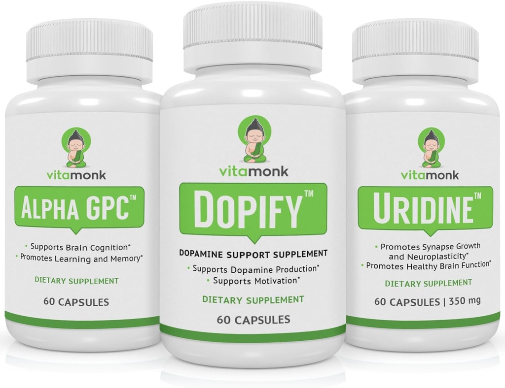 Dopamine Support Supplement Paired with Alpha GPC and Uridine - Neuro Boost Duo