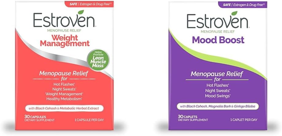 Managementul greutăţii Estroven pentru menopauza Relief - 30 CT & Mood Boost pentru menopauza Relief - 30 Ct. - Ingrediente dovedite clinic