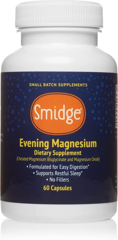 Smidge® Вечерни магнезиеви капсули, 60 ct. Pure, Non-GMO Магнезиеви добавки за поддържане на релаксация.