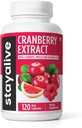 STAY ALIVE Pills Cranberry para Mulheres e Homens 1000mg com D-mannose, Hibiscus e Extrato de Sementes de Toranja, 120 Conde, D-mannose Suplemento de Cranberry, Vegan, Não-GMO e cápsulas de pó sem glúten