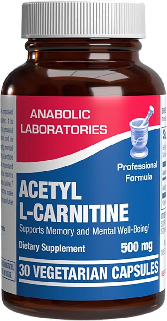 ALCAR Acetyl L-Carnitine 500mg - High Potency L Carnitine supplement for Nerve Brain Memory Energy and Focus Support - Vegetarian Non-GMO " Made in The USA in cGMP facilities - 30 Servings