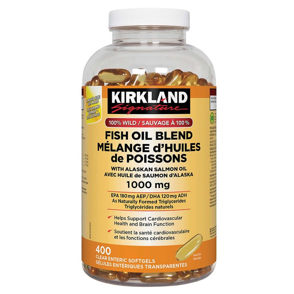 Costco Companies Inc. Kirkland Signature 100% Wild Fish Oil Blend with Alaskan Salmon Oil, 1000mg, 400 Softgels