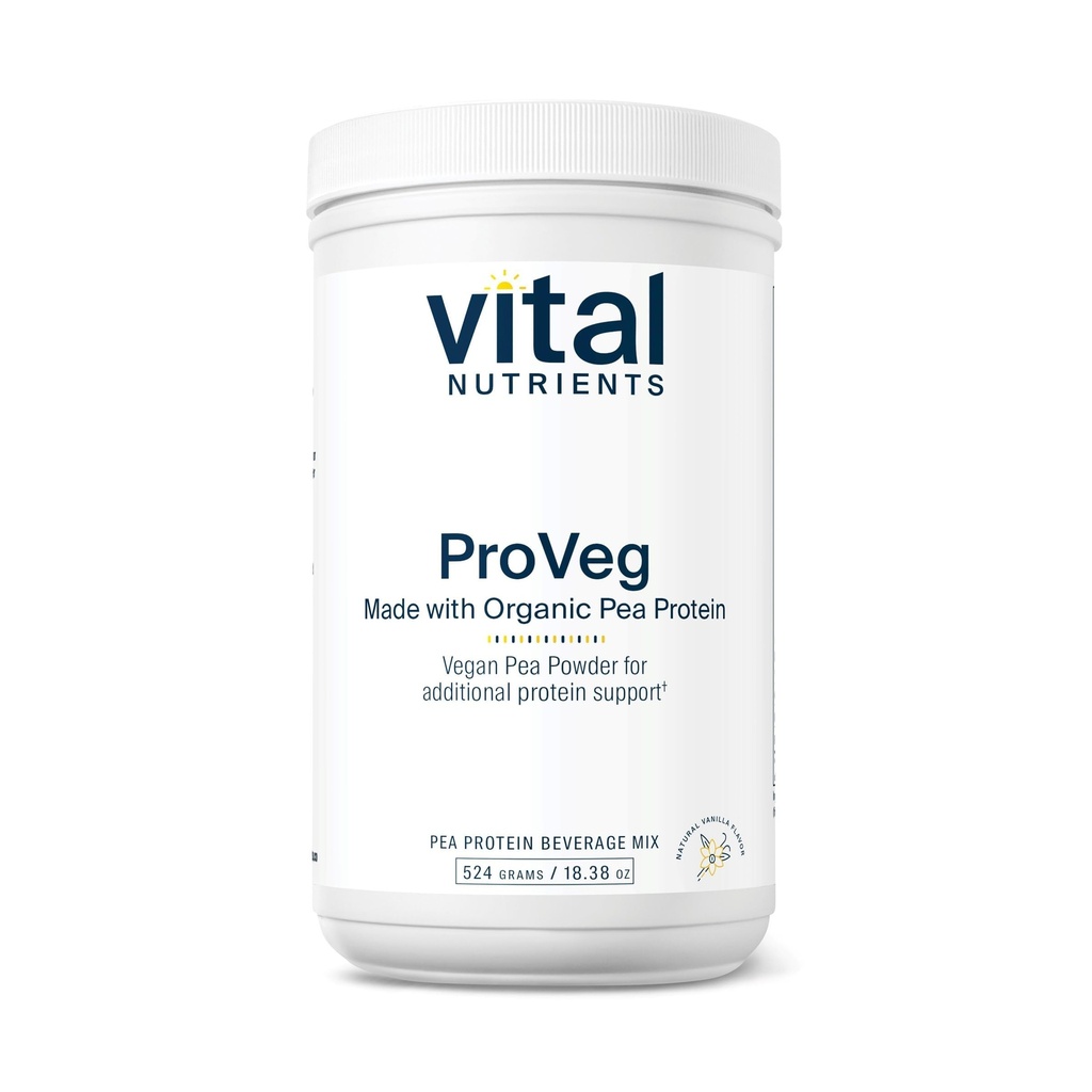 Vital Nutrients ProVeg Organic Pea Protein 524g - Vegan Pea Protein Powder - 23g Protein per Serving - Natural Vanilla Flavor - Gluten, Dairy, Soy Free - Non-GMO - 16 Servings
