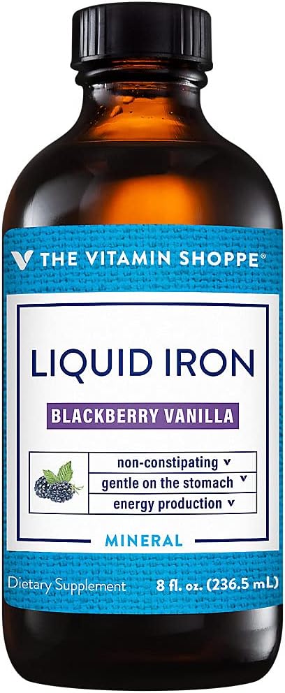 A vitamina Shoppe Liquid Iron, Blackberry Vanilla Flavored, Fácilmente Absorbido, Non Constipado, Soporte Inmuno de Produción de Enerxía (8 Fluid Ounces Liquid)