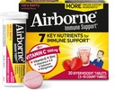 Airborne 1000mg Vitamine C avec vitamine D et zinc, Supplément de soutien multivitamine sans sucre, Antioxydants Vitamines A C et vitamine E, 30 comprimés effervescents, Saveur très baie