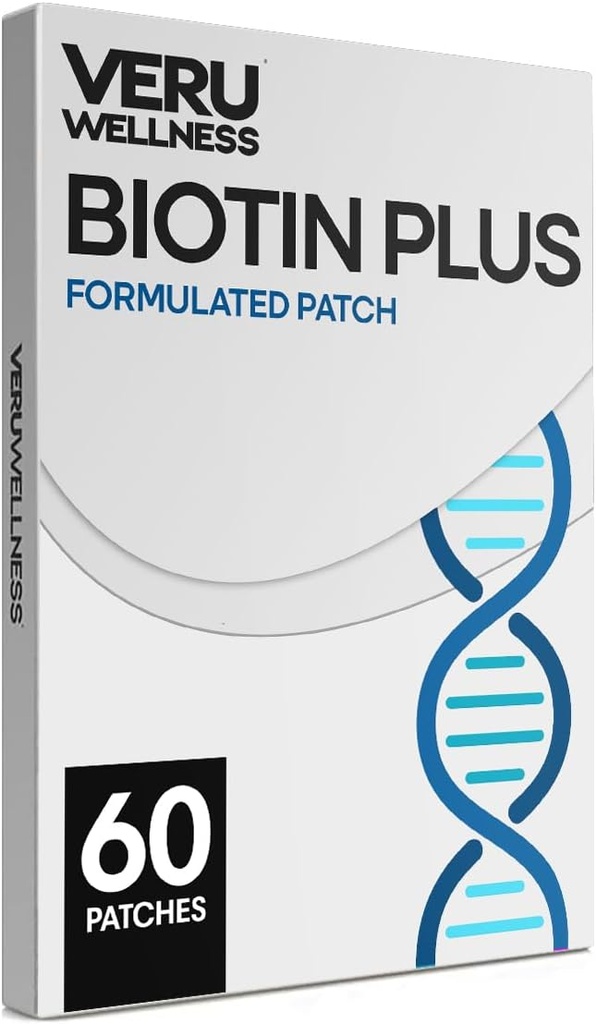 Veru Wellness Biotin Plus Daily Patch - B7, Collagen - Self Adhesive Time Release Patch (60 Day)