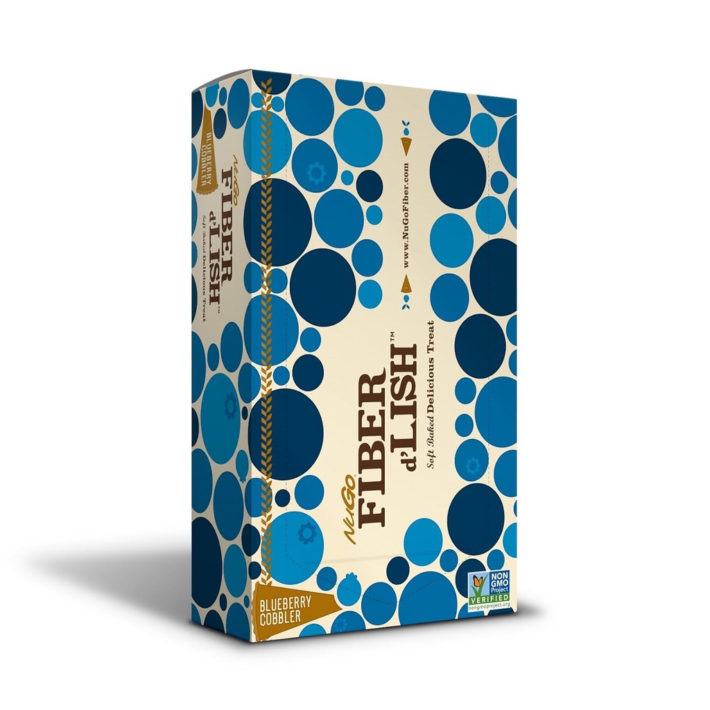 NuGo Fiber d'Lish Blueberry Cobbler, 12g High Fiber, Vegan, 150 Calorieën, 1,6 Ounce (Pack of 16)