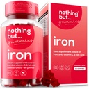 Women & Men Natural Iron Supplement | a Delicious Mixed Berry Flavor | Chewable Vegan Iron Supplements w/Vitamin C, Zinc, Folic Acid & B Vitamins | 60 Iron Gummies | Anemia