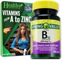 Suggerimento sano vitamina B12 Compresse supplemento 500 mcg 100 compresse e Vital Volumes Suggerimenti Card