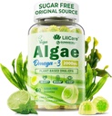 Omega 3 Gummies 2200mg da Algae Oil (DHA 640mg & EPA 290mg) per le donne e gli uomini, Vegan Omega 3 Fish Oil Alternative, w/CoQ10, Astaxanthin, Vitamina A, E, D3 per il cervello, occhio, antiossidante, Sugar Free, 1Pack