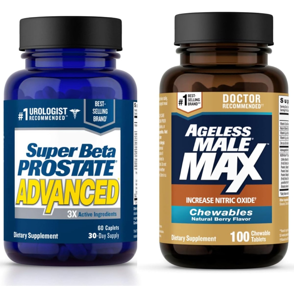 SUPER BETA PROSTATE Advanced Prostate Support and Ageless Male Max Nitric Oxide Booster for Men