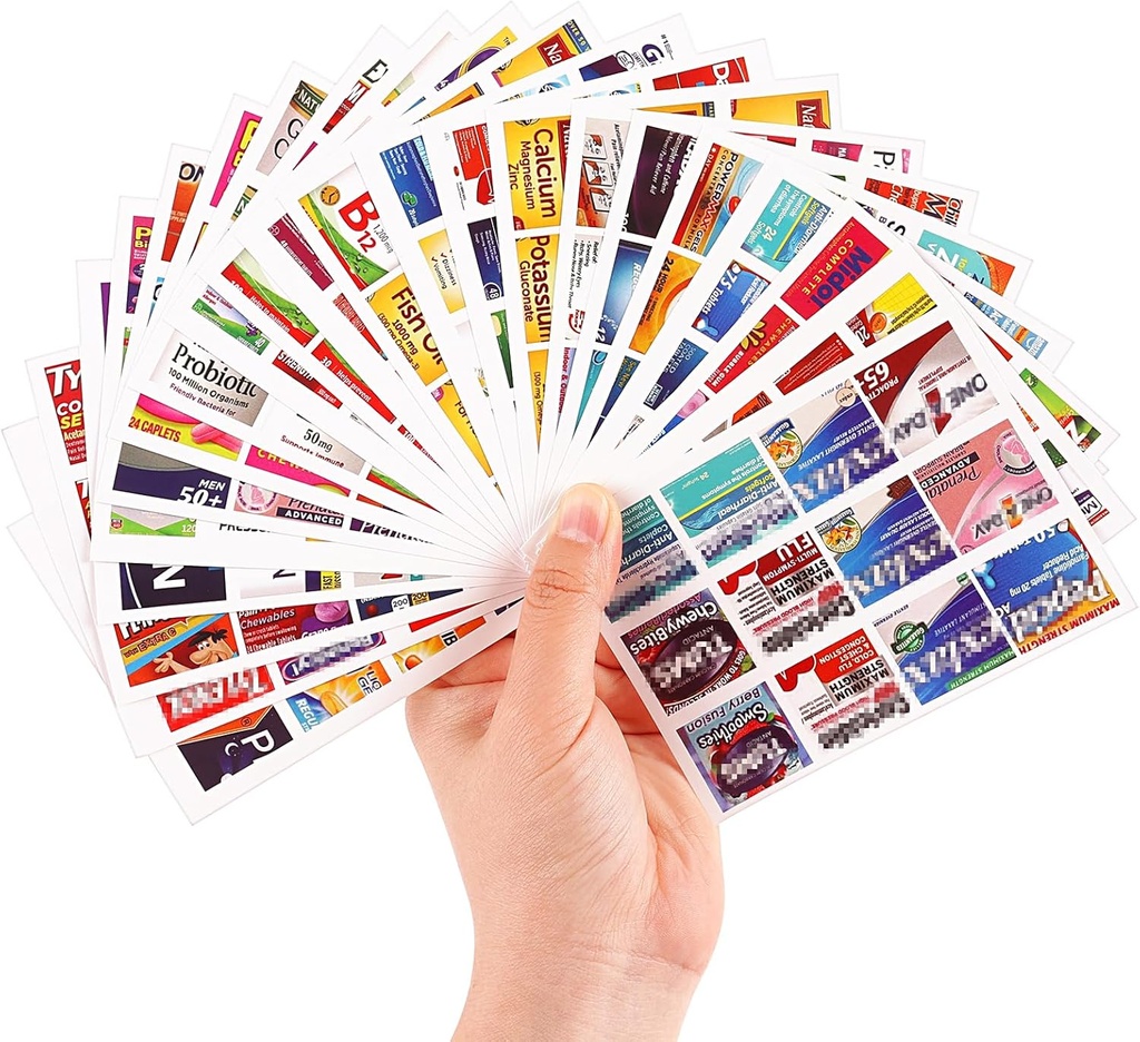 482Pcs Medicers for Pill Organizers, Quality Travel Daily Medication Organizer Stickers of Brands, 47 Sheets Pill Box Lables Stickers...