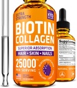 Flytande Collagen och Biotin Drops för hårväxt 25 000 mcg - Tillverkad i USA Collagen & Biotin Vitaminer för hår hud och naglar - Hydrolyserad Collagen och Biotin Supplement för kvinnor och män