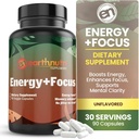 EarthNutri Energy + Focus Supplement - Energiaren bultzada eta memoria hobetua PeakO2, AlfaSize, Cognizin, PurCaf, Theacrine, Acetyl L-Carnitine eta L-Tyrosine - 3 kapsula zerbitzatuko