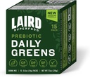 Laird Superfood Prebiotic Daily Greens Powder - Pack med 15 Single Serve Sachets - Essential Vitamins & Minerals - Fiber, Adaptogen & Fruits, Vegetables - Stöder Gut Health - Non-GMO, Vegan