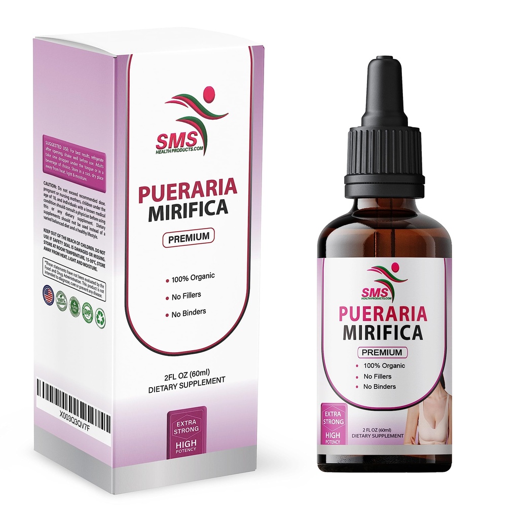 Pueraria Mirifica Drops | Premium Grade | Herbal Liquid Extract | Non-GMO, Organic, Vegan, Alcohol Free Tincture | 2 Fl Oz (60ml)
