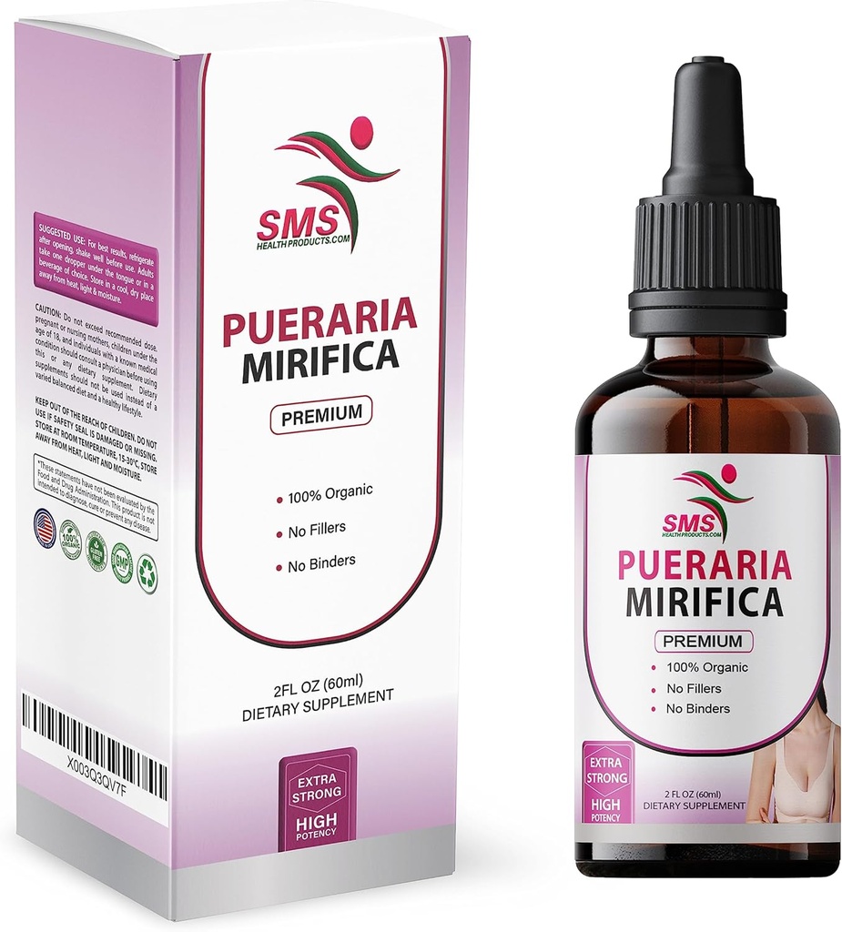 Pueraria Mirifica cae | Premium Grade | Extracto líquido de herba | Non-GMO, orgánico, vegano, Tintura libre de alcohol | 2 Fl Oz (60ml)