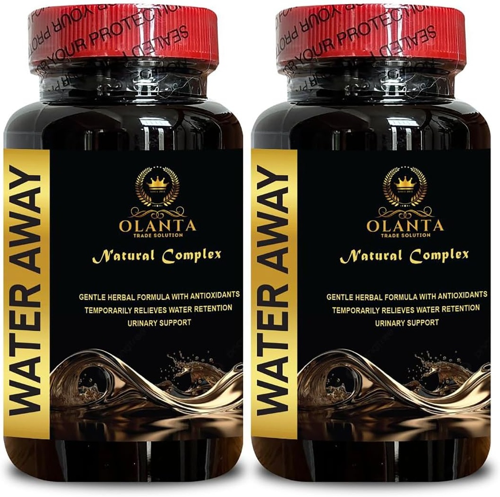 Natural Water Away Pills - Diuretic Water Pills, Fast Acting Bloating Relief, Water Retention Relief, uric Acid Diet, Water Retention and Flushing - 2 Bottles