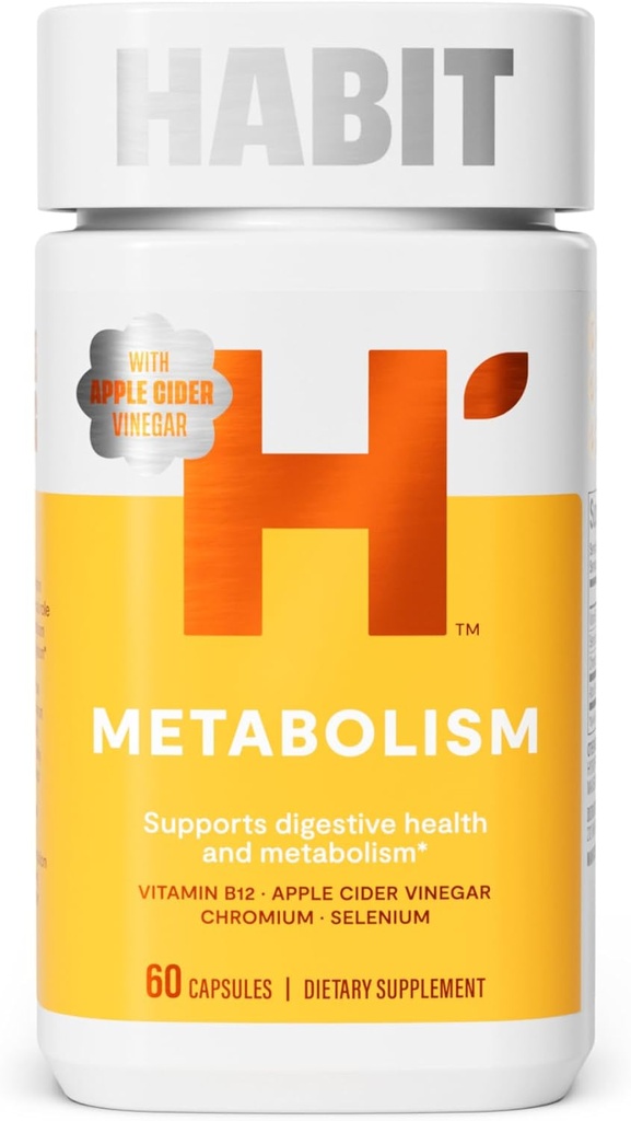 Habit Metabolism Supplement (60 Capsules) - Supports Digestive Health & Metabolism, Vitamin B12, Selenium, Chromium, Apple Cider Vinegar, Vegan, Non-GMO (1 Pack)