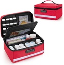 Damero Locking Pill Bouteille Organisateur avec diviseurs intérieurs, stockage de médicaments et organisateur sac Combinaison serrure pour la médecine, vitamines et fournitures médicales, rouge