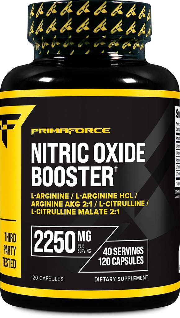Primaforce Nitric Oxide Booster (2,250mg, 120 Капсули) - 40 Сервірування нашого азоту Оксиду Boosting суміш для попереднього тренування та після тренування