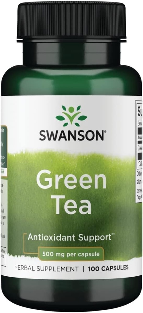 Swanson Green Tea Extract Dodatek - Antioxidant Rich - 500 MG Green Tea Leaf Powder - 100 Kapsle